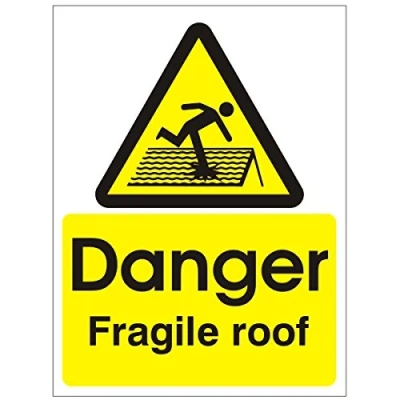 Image of Danger Fragile Roof Sign 200mm x 300mm Rigid Plastic (WAG.02F RP)
