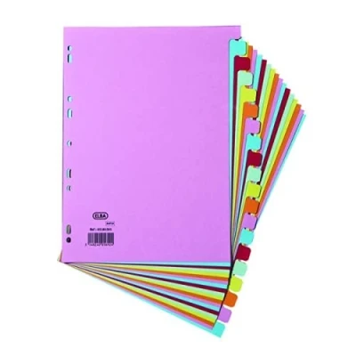 Image of Elba 20 Part (Pack of 2) Card Divider Recycled Manilla A4 Assorted 100080775 + FINCHLEY Pen Free