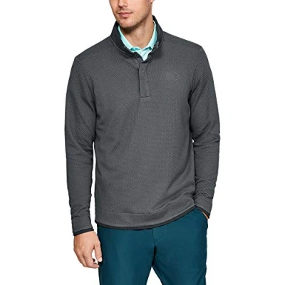 Image of Under Armour UNDKU Men Sweaterfleece Snap Mock Warm up Top Pitch Gray//Pitch Gray (012), XXL