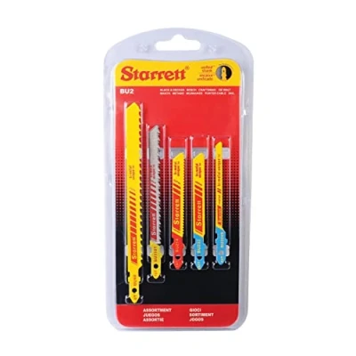 Image of Starrett Multi Purpose Cutting Jigsaw Blades Kit 5 Pieces BU2 Unified Shank Bi Metal Straight Cuts Saw Blade Set for Wood and Plastic Compatible With Bosch Dewalt Hitachi Festool Milwaukee
