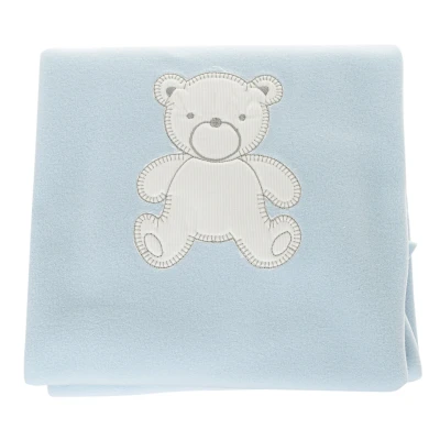 Image of Babidu Baby Unisex Embroidered blanket on the front 285 for Blue Cotton One Size