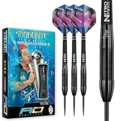 Image of RED DRAGON Peter Wright Snakebite 3: 22g Tungsten Darts Set with Flights and Stems