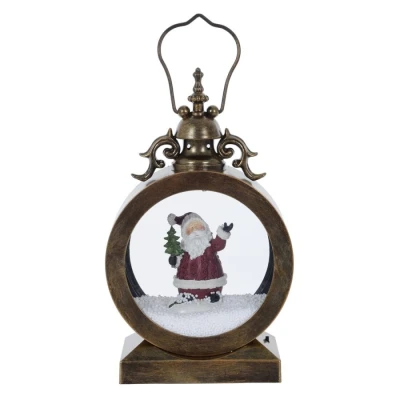 Image of Mr Crimbo Christmas Lantern Light Up Snowing Santa Decoration Musical LED