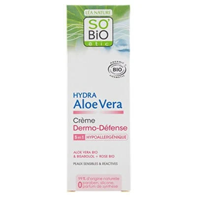 Image of SO&#039;BiO étic Cosmebio Hydra Aloe Vera 5 in 1 Dermo Hypoallergenic Sensitive and Reactive Skin Defence Cream, 50 ml