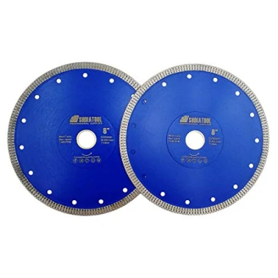 Image of SHDIATOOL Diamond Cutting Disc 2PK 200mm / 8 Inch X Mesh Turbo Saw Blade for Tile Marble Ceramic Porcelain