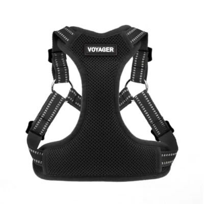 Image of Best Pet Supplies Voyager Adjustable Dog Vest Harness Breathable No Pull for Small, Medium, Large Dogs, Heavy Duty Walking, Jogging, Easy Step in, Reflective Stripes (Black), M