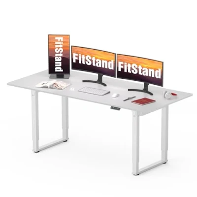 Image of FitStand 180x80cm Dual Motors Standing Desk Height Adjustable with Splice Board Stand Up Home Office Memory Smart Pannel Sit Desk(White)