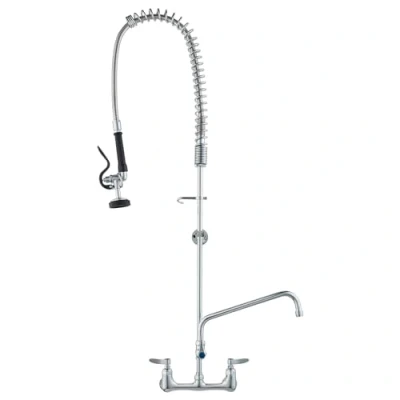 Image of VEVOR Commercial Faucet with Pre Rinse Sprayer, 47&quot; Height, 8&quot; Center, 12&quot; Swing Spout, Wall Mount Kitchen Sink Faucet, Brass Constructed Device Pull Down Spray, for 1/2/3 Compartment