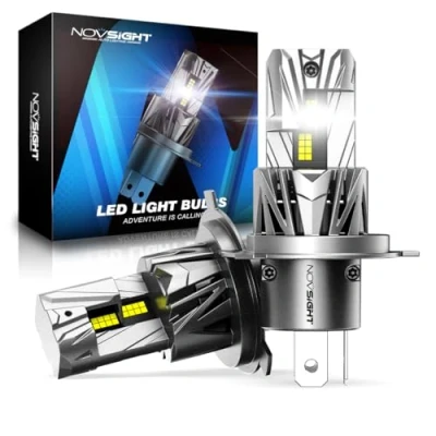 Image of NOVSIGHT H4 LED Headlight Bulb 32000LM 1:1 Size Bulb, 800% 6500K Cool White Super Bright Conversion Kit, Plug and Play,IP68 Waterproof,Pack of 2
