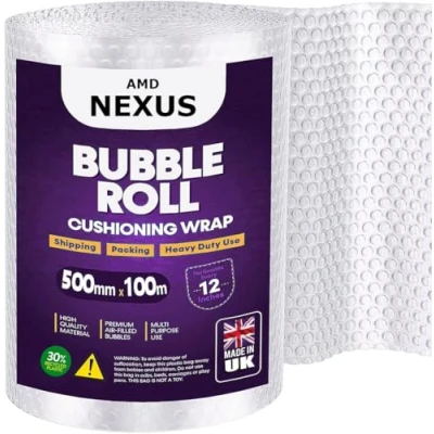 Image of AMD Nexus 500m X 100m Bubble Wrap Made in UK Premium Quality Roll for House Moving, Shipping Storage &amp; Packaging Essentials Durable Protective Air