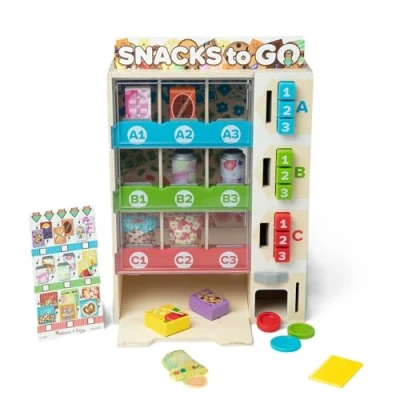 Image of Melissa &amp; Doug Sort, Stock, Select Wooden Vending Machine Play Set, Toy Food For Boys and Girls 3+, Sandwich Counter