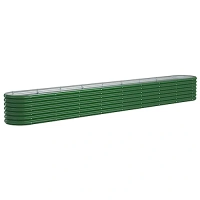 Image of vidaXL Powder Coated Steel Raised Garden Bed 332x40x36 cm, Oval Flower Box, Weather Resistant Plant Container for Outdoor Garden, Patio, Green