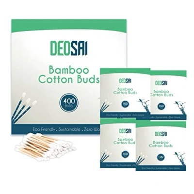 Image of 400 Premium Bamboo Cotton Buds 100% Biodegradable and Plastic Free Ear Great Alternative to Buds/Q Tips/Swabs/Earbuds
