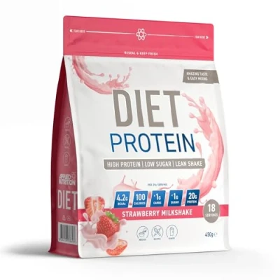 Image of Applied Nutrition Diet Whey High Protein Powder Supplement, Low Carb &amp; Sugar, for Weight Management with CLA, L Carnitine, Green Tea (450g 18 Servings) (Strawberry Milkshake)