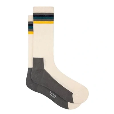 Image of Paul Smith PS Socks Alfonzo Stripe. Off White Yellow. One Size