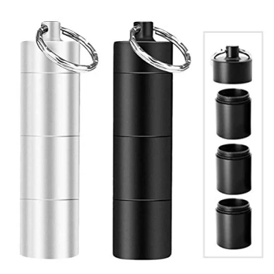 Image of 2 PCS Aluminum Pill Box, Portable Cases Waterproof Daily Container Holder 3 Compartment Metal Pocket Boxes Travel for Men Women