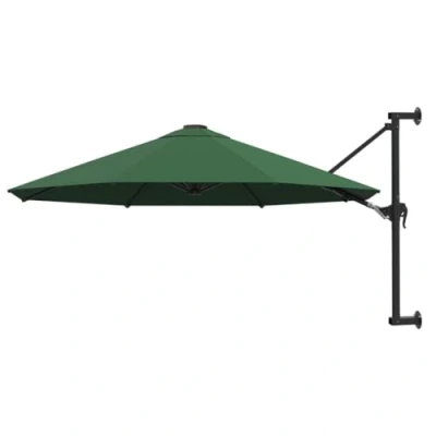 Image of vidaXL Wall Mounted Parasol with Metal Pole 300cm Green Outdoor Patio Umbrella
