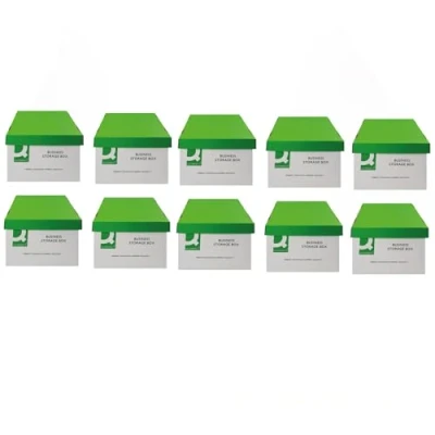 Image of Q Connect Business Storage Box 335x400x250mm Green and White (10 Pack)