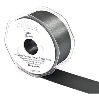 Image of OloreHome Eleganza Double Faced Satin Ribbon Graphite 38mm x 20m