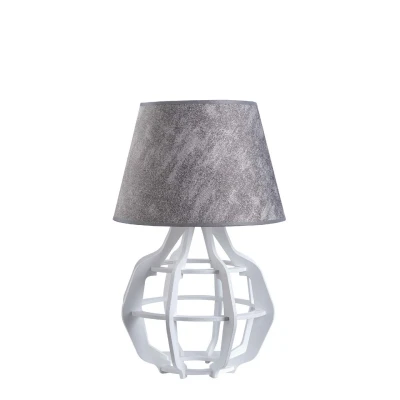 Image of Bento Table Lamp With Round Tapered Shade White, Grey, 30.5cm, 1x E27