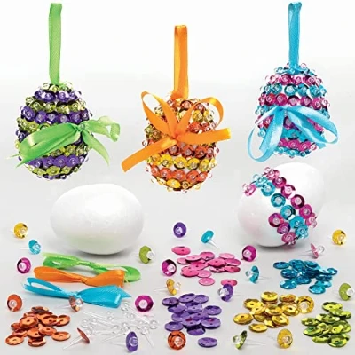 Image of Baker Ross Dekorationssets für Ostereier mit Pailletten 3er Pack, Osterbasteleien Kinder (FC498)