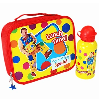 Image of Something Special® Hello Mr Tumble Spotty Lunch Bag and Metal Water Bottle Set BBC CBeebies TV Show Official Merchandise