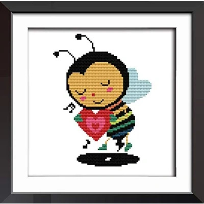 Image of Cross Stitch Kits, Awesocrafts Love Bee Easy Patterns Stitching Embroidery Kit Supplies Christmas, Stamped (Bee, Stamped)