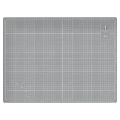 Image of Cathedral Products A2 Double Sided Self Healing Cutting Mat 3mm Thick Metric and Imperial Grids Grey