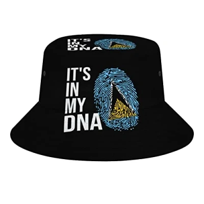 Image of It&#039;s In My DNA Saint Lucia Flag Bucket Hat for Men Women Fashion Fisherman Cap Beach Sun Travel Hiking
