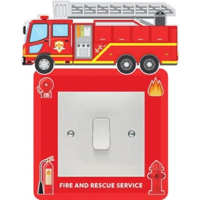 Image of Fire Engine Light Switch Surround Art Vinyl Wall Stickers Childrens Bedroom