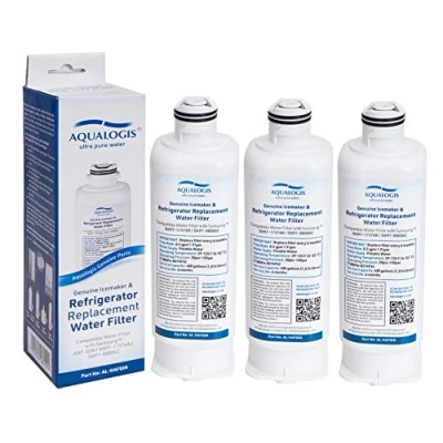 Image of Aqualogis Refrigerator Water Filter Compatible with Samsung DA97 17376B, 08006C, HAF Qin, Qin/EXP (3 Pack)