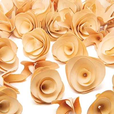 Image of Baker Ross Wooden Flower Heads Pack of 40, Craft Kits for Kids (AT545)