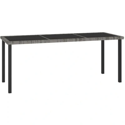 Image of vidaXL Garden Dining Table Grey 180x70x73 cm Poly Rattan