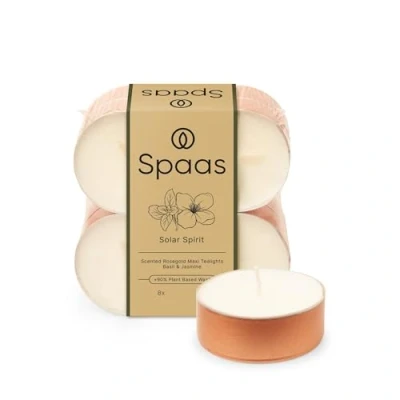 Image of Spaas Maxi Scented Tealights in Rose Gold Cup flatpack x8 10h, Solar Spirit
