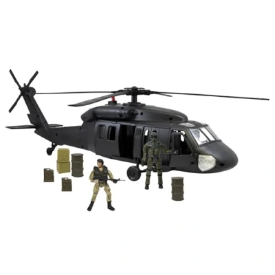 Image of WORLD PEACEKEEPERS from Peterkin 60cm Black Hawk Helicopter with Military Figures 1:18 Scale Action &amp; Accessories Ages 3+