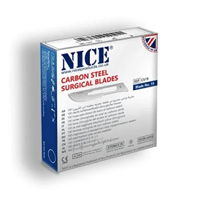 Image of 100 x NICE No.19 Sterile Carbon Steel CS19 Surgical Blades