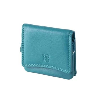 Image of Lakeland Leather Ladies Small Flapover Purse in Teal Green