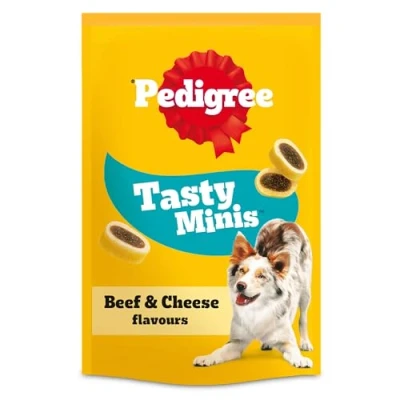 Image of Pedigree Tasty Minis 8 x 140 g Bags, Dog Training Treats, Cheesy Nibbles with Cheese and Beef Flavouring