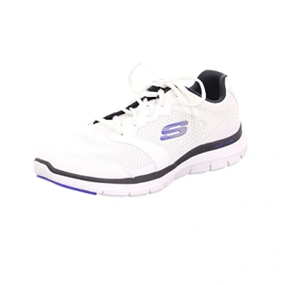 Image of Skechers Men&#039;s Flex Advantage 4.0 Sneaker, White Leather Mesh Black Pu Trim, 11 UK