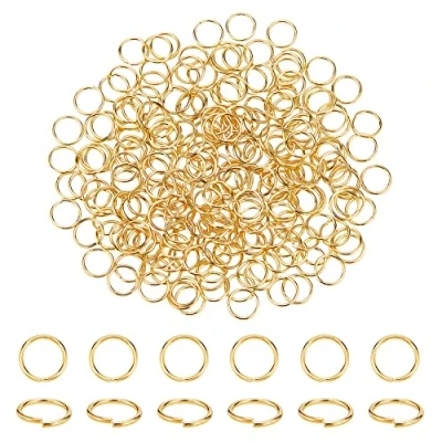 Image of PH PandaHall about 260 pcs Brass Jump Rings Close but Unsoldered, Golden, 10x1mm