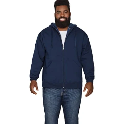 Image of Fruit of the Loom Unisex&#039;s Eversoft Fleece Hoodies, Pullover, Moisture Wicking &amp; Breathable, Sizes S 4x Shirt, Navy Full Zip, XL
