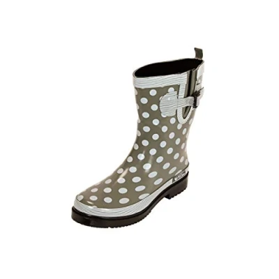 Image of MADSea Women&#039;s Wellington Boots Ocean Olive Dots Half Shaft Rain Green Size: 5 UK