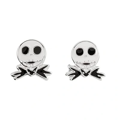 Image of Disney Nightmare Before Christmas Jack Skellington Sterling Silver Enamel Stamp Stud Earrings