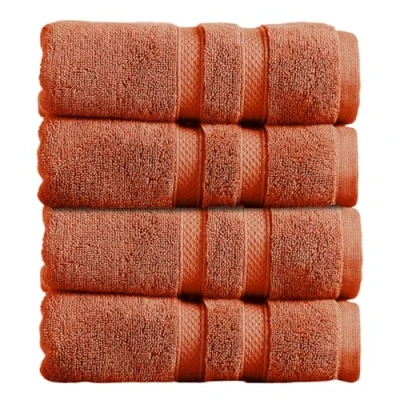 Image of Christy Chroma Hand Towels Set Pack of 4 Highly Absorbent Heavyweight 675GSM Bold and Bright Soft Velvety Smooth Bathroom 100% Cotton Cayenne Red