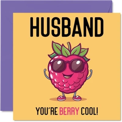 Image of Birthday Cards for Husband Berry Cool Funny Happy Card from Wife, Hubby Gifts, 145mm x Joke Greeting Men Him