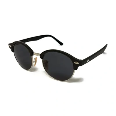 Image of WS UK Round Lens Half Rim Sunglasses with UV400 Protection Unisex (Matte Black Frame Lens)