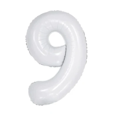 Image of White Number 9 Foil Balloon, 101cm