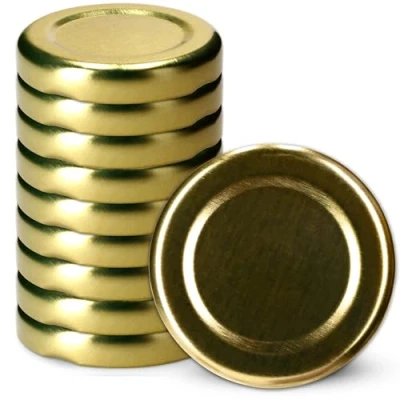 Image of KADAX Jar Lids Ø 43 mm, Sealing Solutions for Small Bottles and Mini Jars, Metal Tops with Four Threads Preserving Jam Honey (Gold Lids, Set of 10)