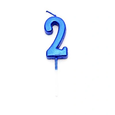 Image of SHATCHI Blue 2 Number Candle Boys Birthday Wedding Anniversary New Year Party Cake Decorations Topper