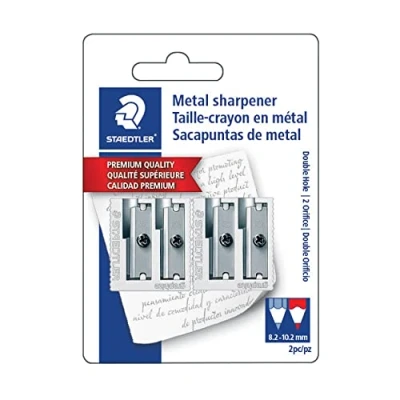 Image of Staedtler Metal Sharpeners, Double Hole for Pencils and Colored 2 ea,...